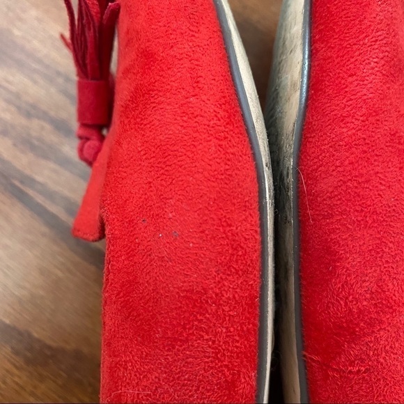 J. Crew Red Edie MicroSuede Tassel Loafer Flats, 6 - Picture 10 of 14